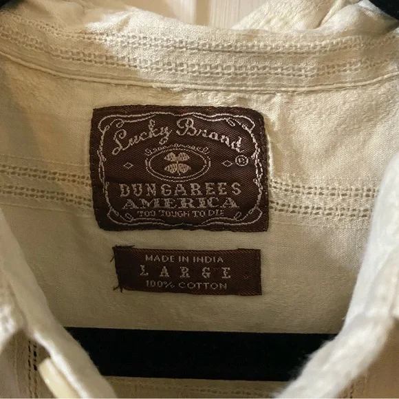 3/$18 Lucky Brand Dungarees Vintage Y2K Button Down Short Sleeve Shirt Large - Picture 3 of 5